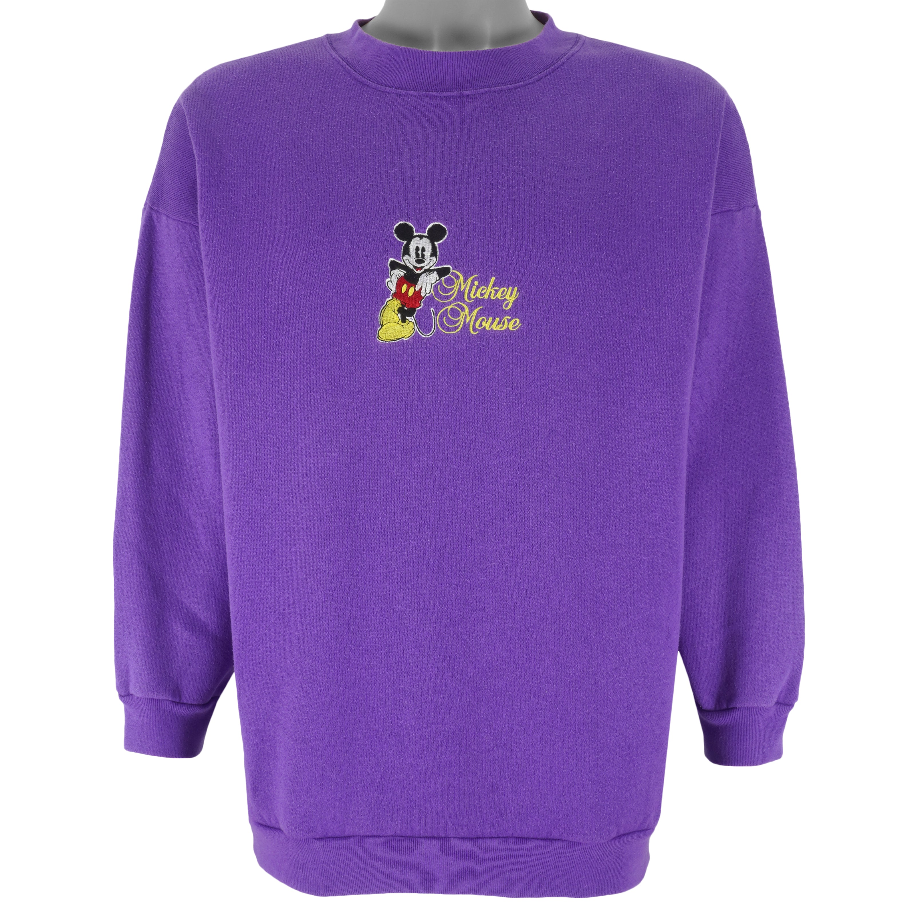 Disney - Mickey Mouse Embroidered Crew Neck Sweatshirt 1990s Medium Vintage Retro