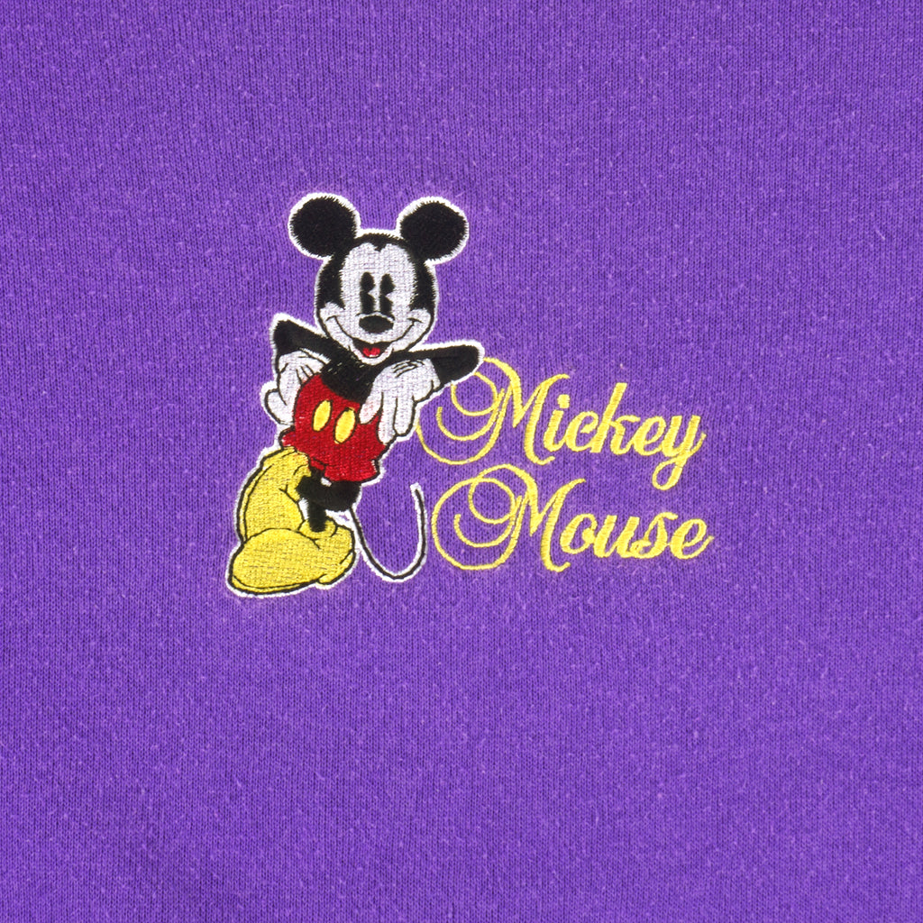Disney - Mickey Mouse Embroidered Crew Neck Sweatshirt 1990s Medium Vintage Retro