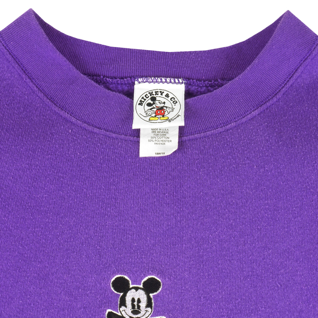 Disney - Mickey Mouse Embroidered Crew Neck Sweatshirt 1990s Medium Vintage Retro