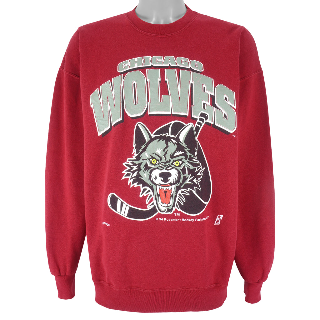 NHL (Nutmeg) - Chicago Wolves Crew Neck Sweatshirt 1994 X-Large Vintage Retro Hockey