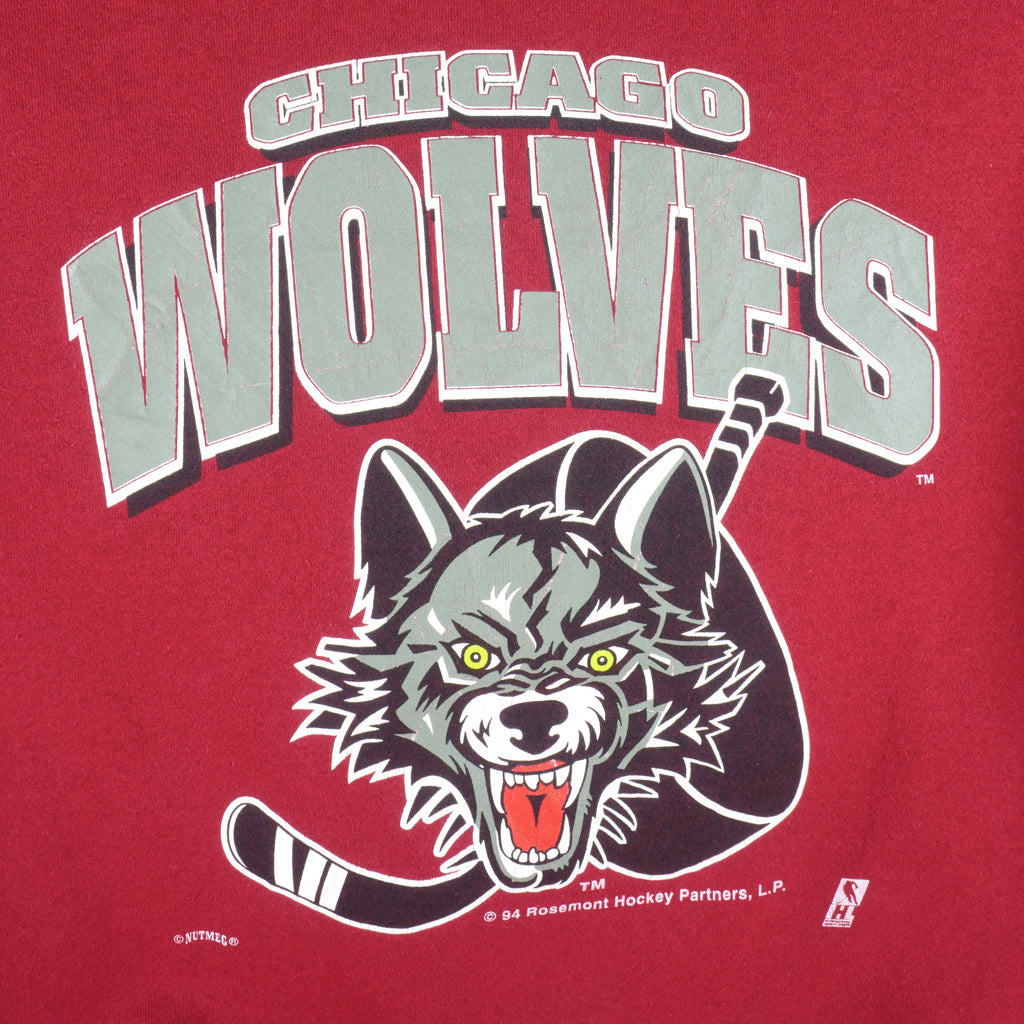 NHL (Nutmeg) - Chicago Wolves Crew Neck Sweatshirt 1994 X-Large Vintage Retro Hockey