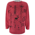 Vintage - Native Animals Drawing Crew Neck Sweatshirt 2004 Large Vintage Retro