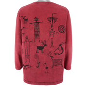 Vintage - Native Animals Drawing Crew Neck Sweatshirt 2004 Large Vintage Retro