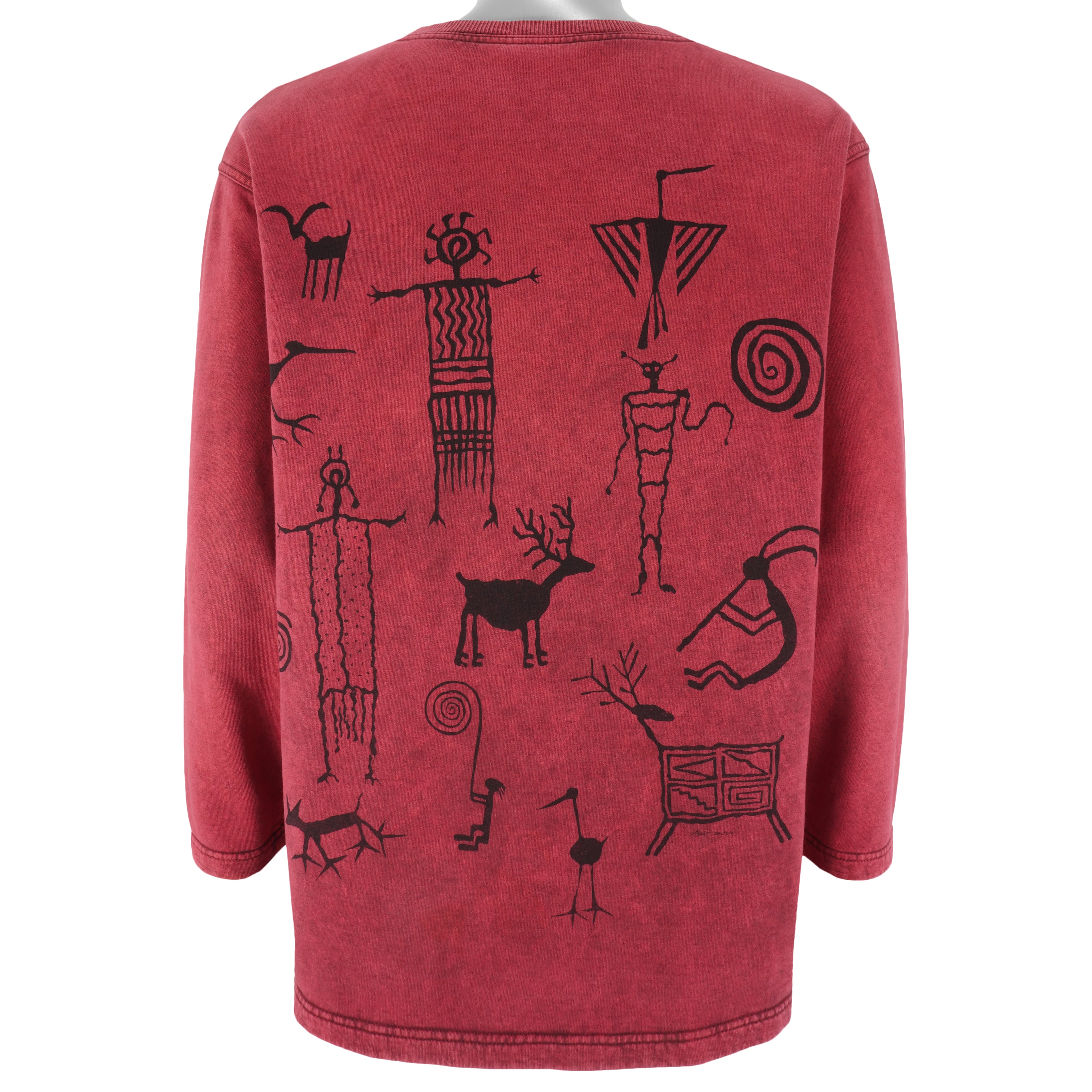Vintage - Native Animals Drawing Crew Neck Sweatshirt 2004 Large Vintage Retro