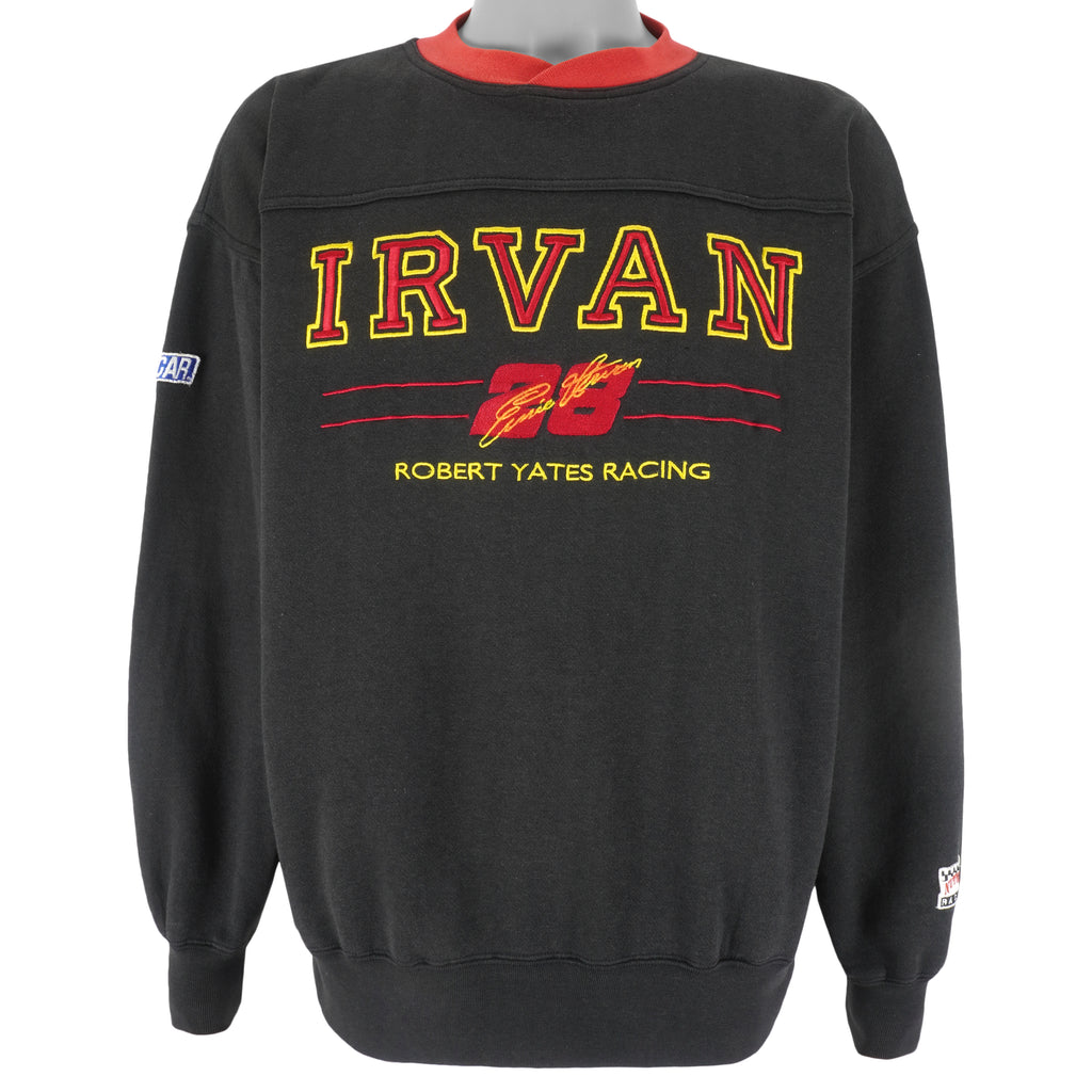 NASCAR (Nutmeg) - Ernie Irvan No. 28 Embroidered Crew Neck Sweatshirt 1990s Large Vintage Retro
