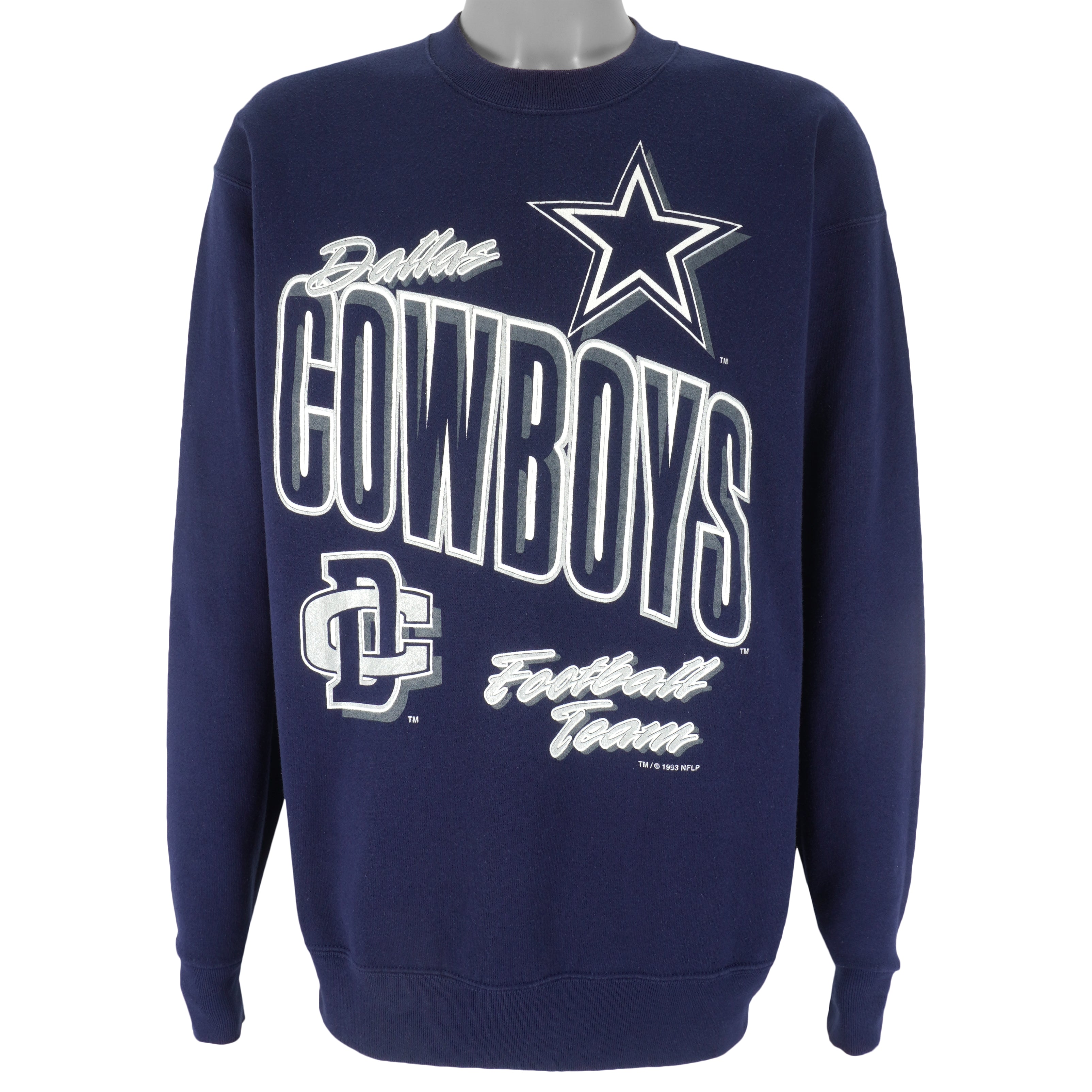 NFL (Fruit Of The Loom) - Dallas Cowboys Crew Neck Sweatshirt 1993 X-Large Vintage Retro Football