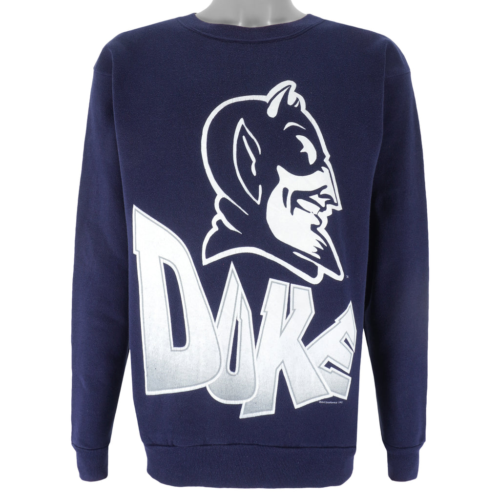 NCAA (Tultex) - Duke University Blue Devils Crew Neck Sweatshirt 1990s Large Vintage Retro Football college