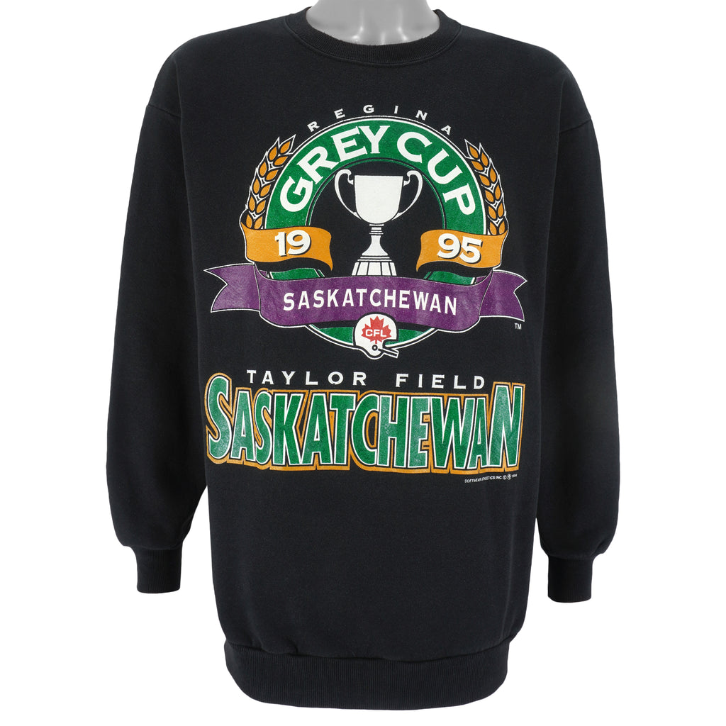 CFL (Softwear) - Saskatchewan Regina Grey Cup Crew Neck Sweatshirt 1995 Large Vintage Retro Football