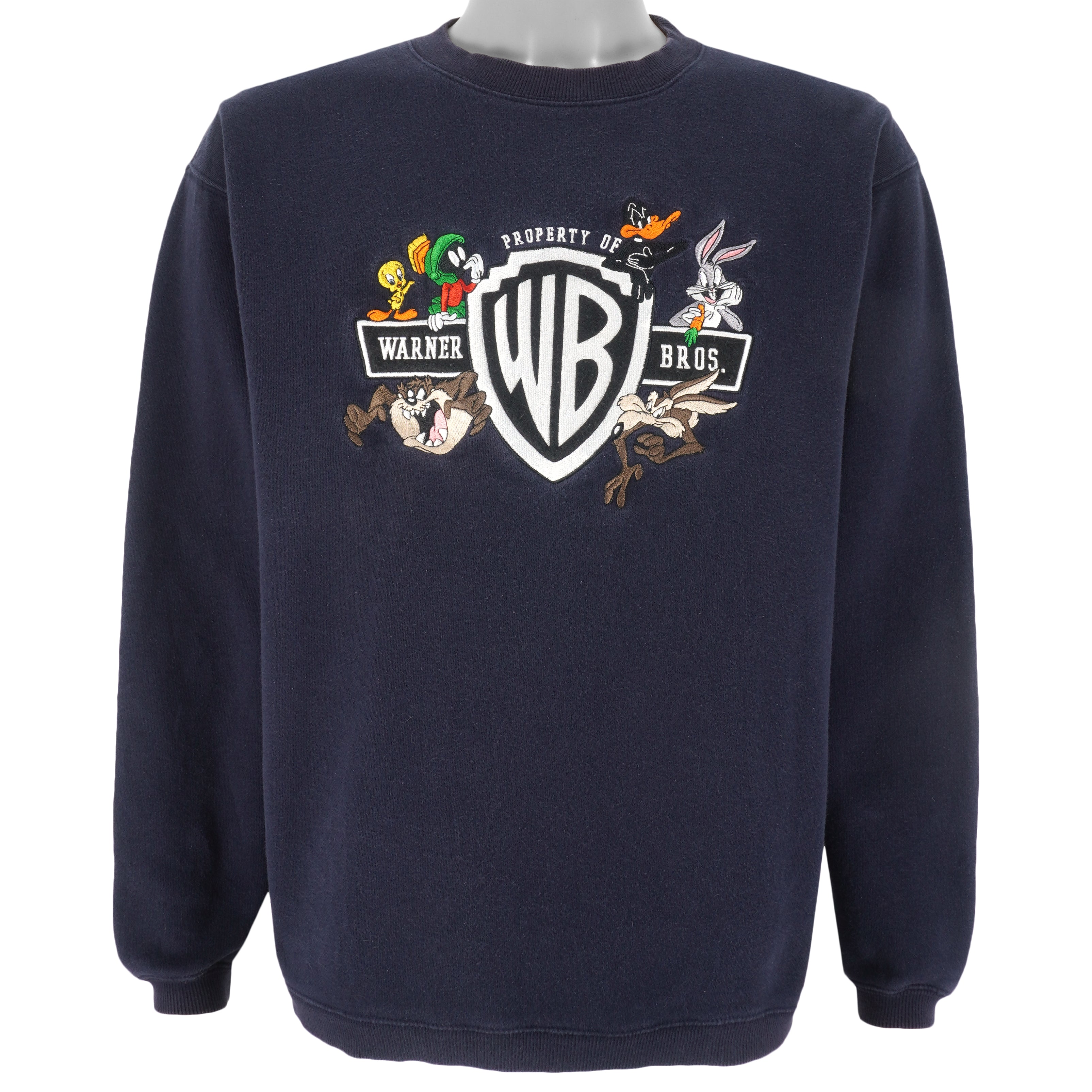 Looney Tunes - WB Tuns Squad Embroidered Crew Neck Sweatshirt 1990s Small Vintage Retro