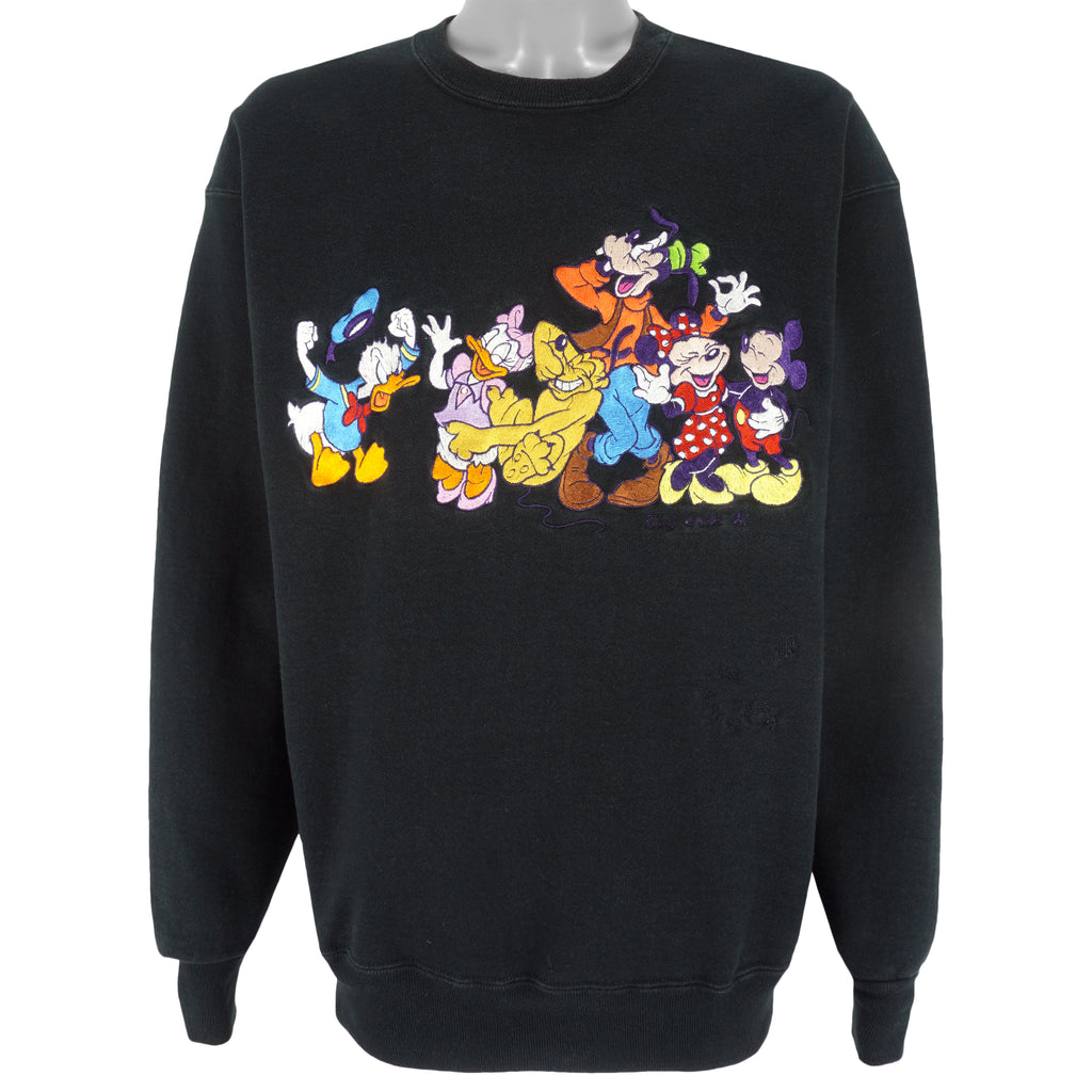 Disney (Too Cute) - Mickey & Friends Embroidered Crew Neck Sweatshirt 1990s Large Vintage Retro