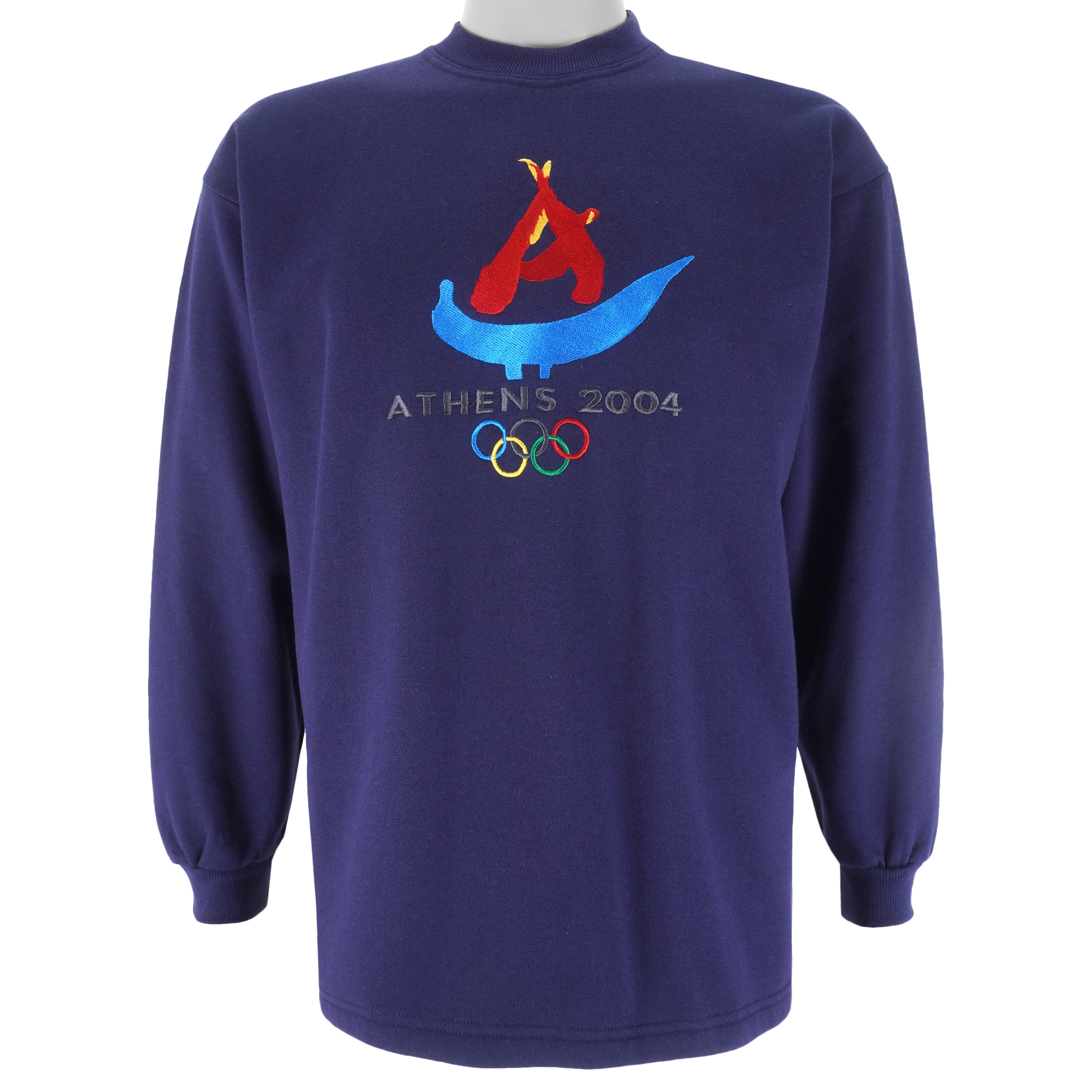 Vintage - Athens Olympic Embroidered Crew Neck Sweatshirt 2004 Medium Vintage Retro