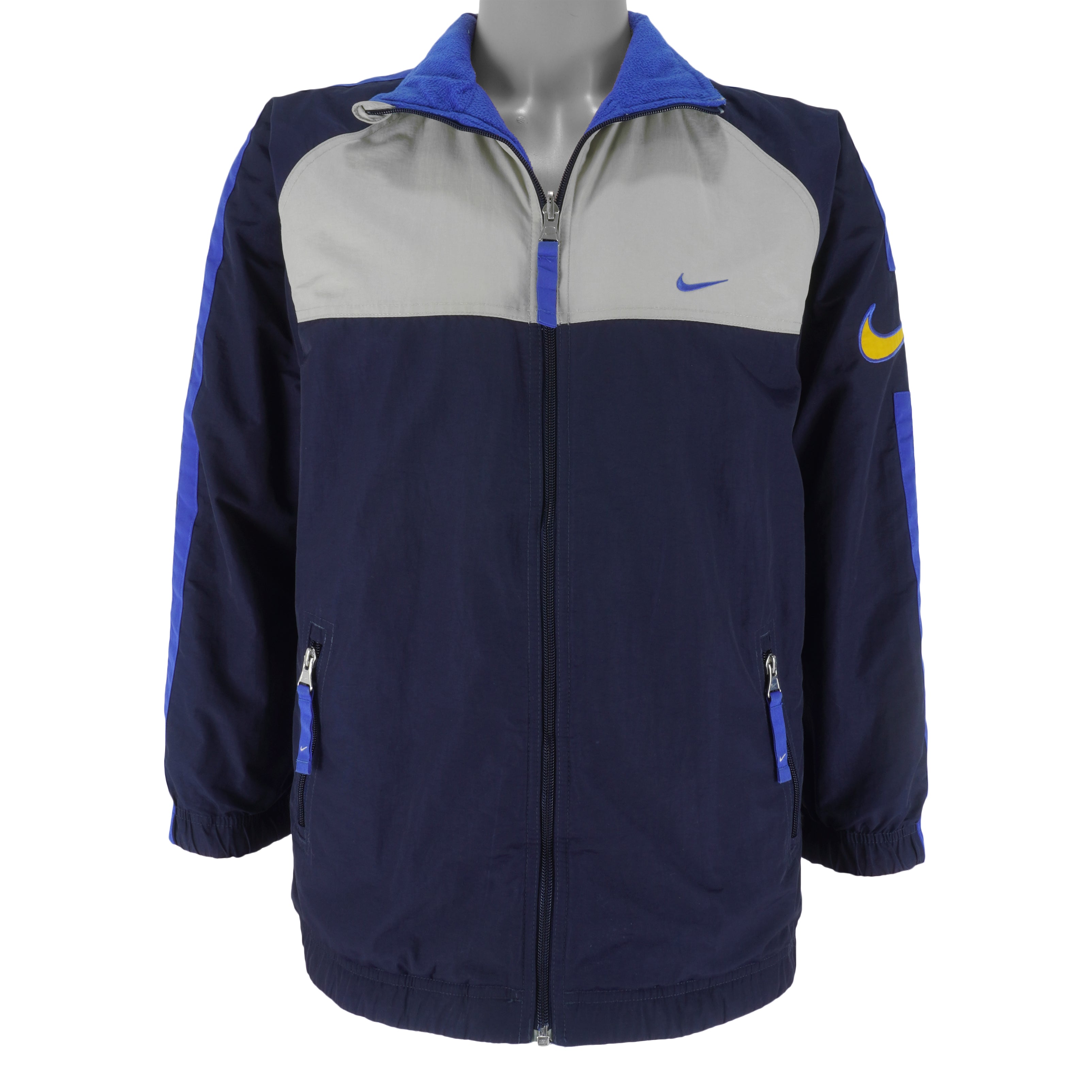 Nike - Blue And Grey Reversible Jacket 1990s Large Youth Vintage Retro