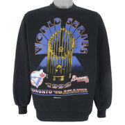 MLB (Jerzees) - World Series Blue Jays VS Braves Crew Neck Sweatshirt 1992 Large Vintage Retro Baseball