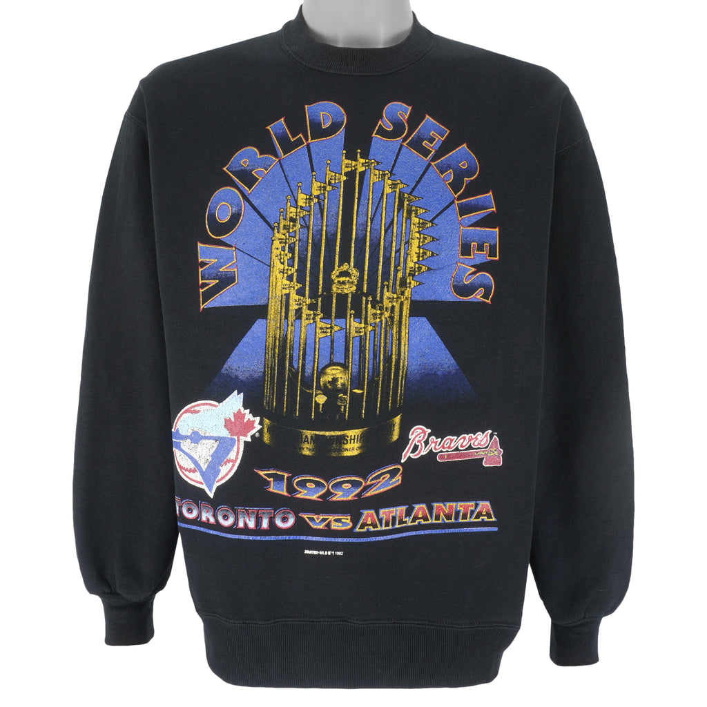 MLB (Jerzees) - World Series Blue Jays VS Braves Crew Neck Sweatshirt 1992 Large Vintage Retro Baseball