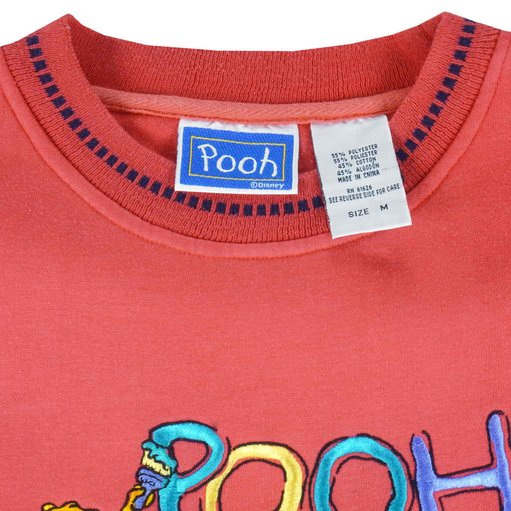 Disney - Winnie The Pooh Embroidered Crew Neck Sweatshirt 1990s Medium Vintage Retro