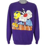 Looney Tunes - Tweety & Sylvester Crew Neck Sweatshirt 1990s Large