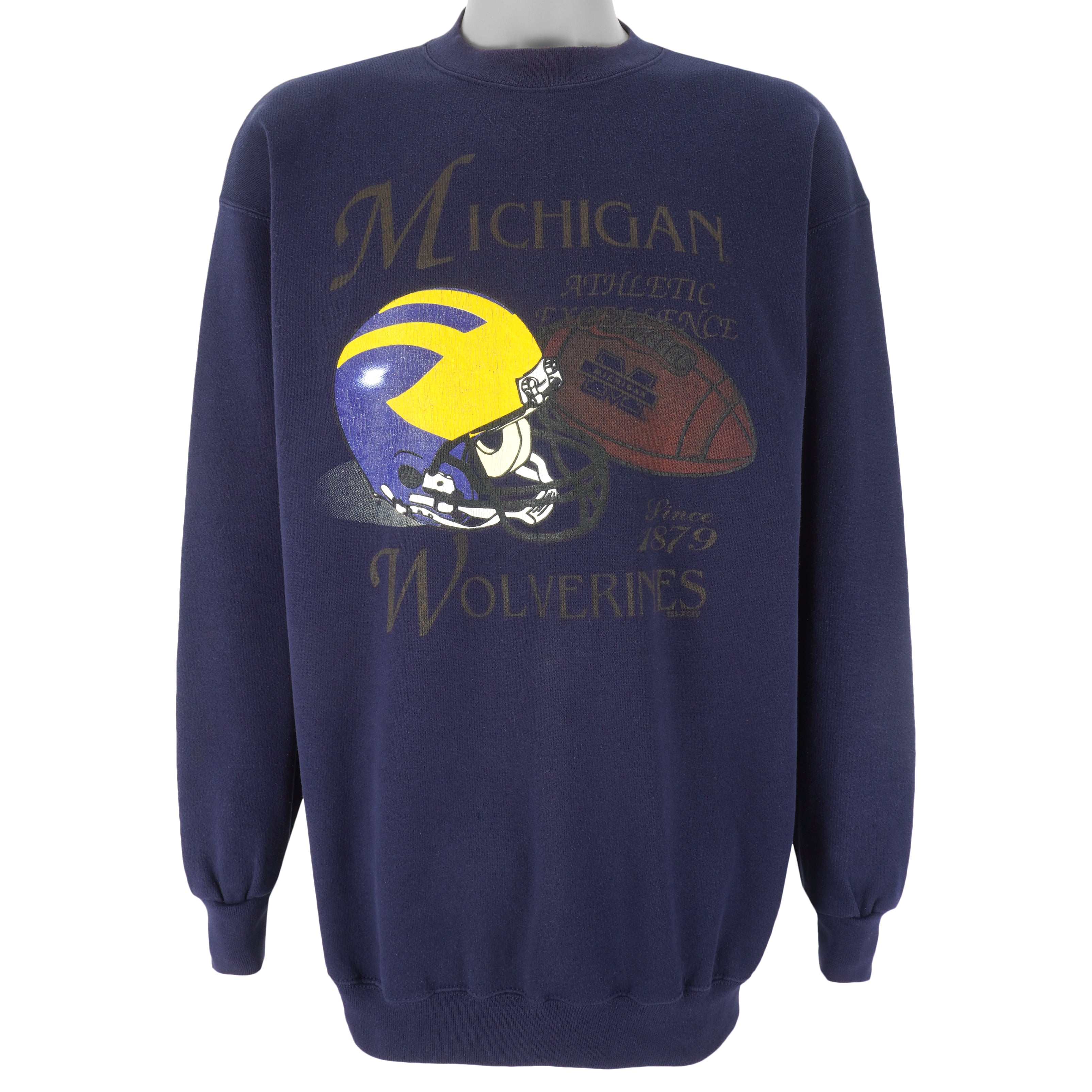 NCAA (Tultex) - Michigan Wolverines Crew Neck Sweatshirt 1990s X-Large Vintage Retro Football College