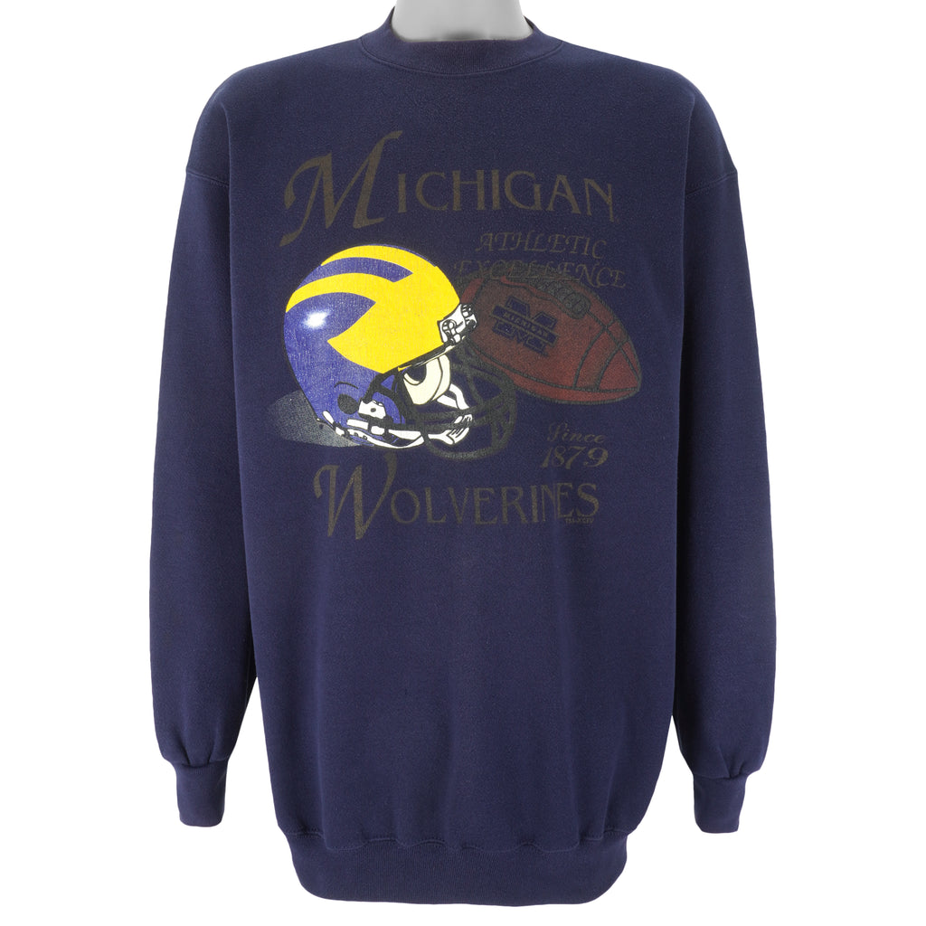 NCAA (Tultex) - Michigan Wolverines Crew Neck Sweatshirt 1990s X-Large Vintage Retro Football College