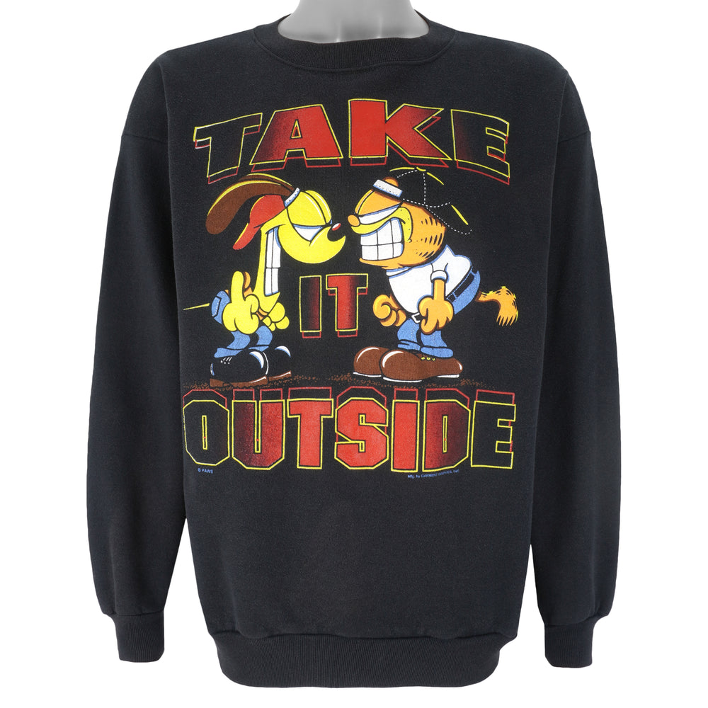 Vintage - Garfield & Odie Take It Outside Crew Neck Sweatshirt 1990s Medium Vintage retro
