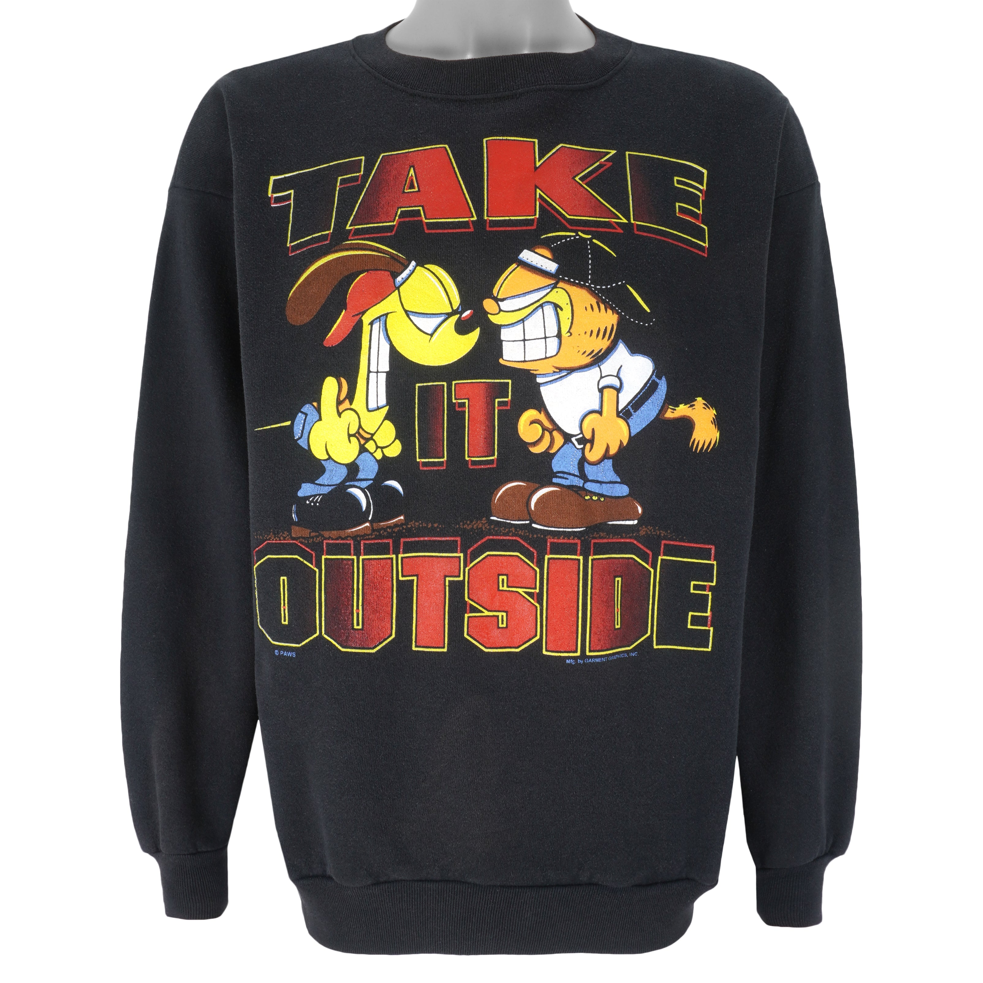 Vintage - Garfield & Odie Take It Outside Crew Neck Sweatshirt 1990s Medium Vintage retro