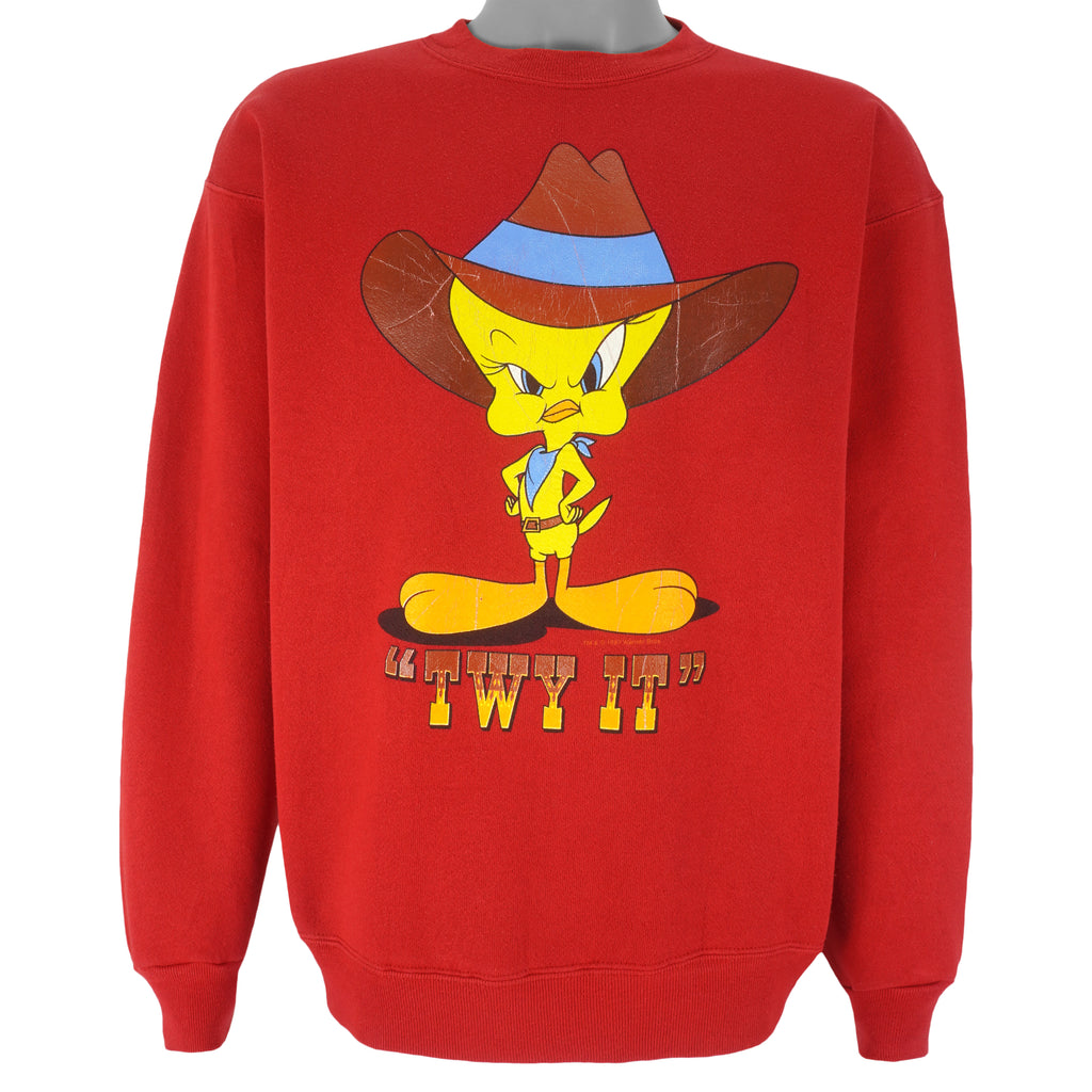 Looney Tunes (Genus) - Tweety Twy It Crew Neck Sweatshirt 1998 Large Vintage Retro