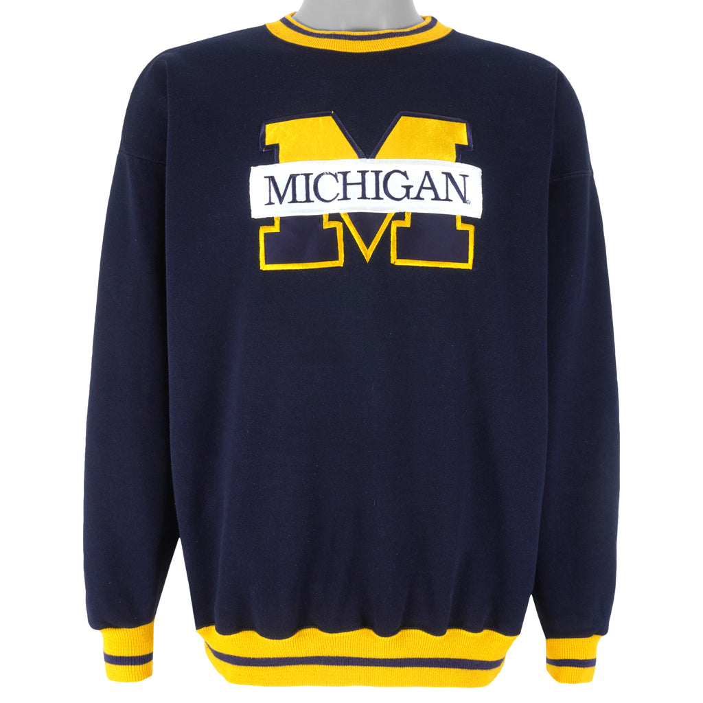 NCAA (CS) - Michigan Wolverines Crew Neck Sweatshirt 1990s X-Large Vintage Retro Football College