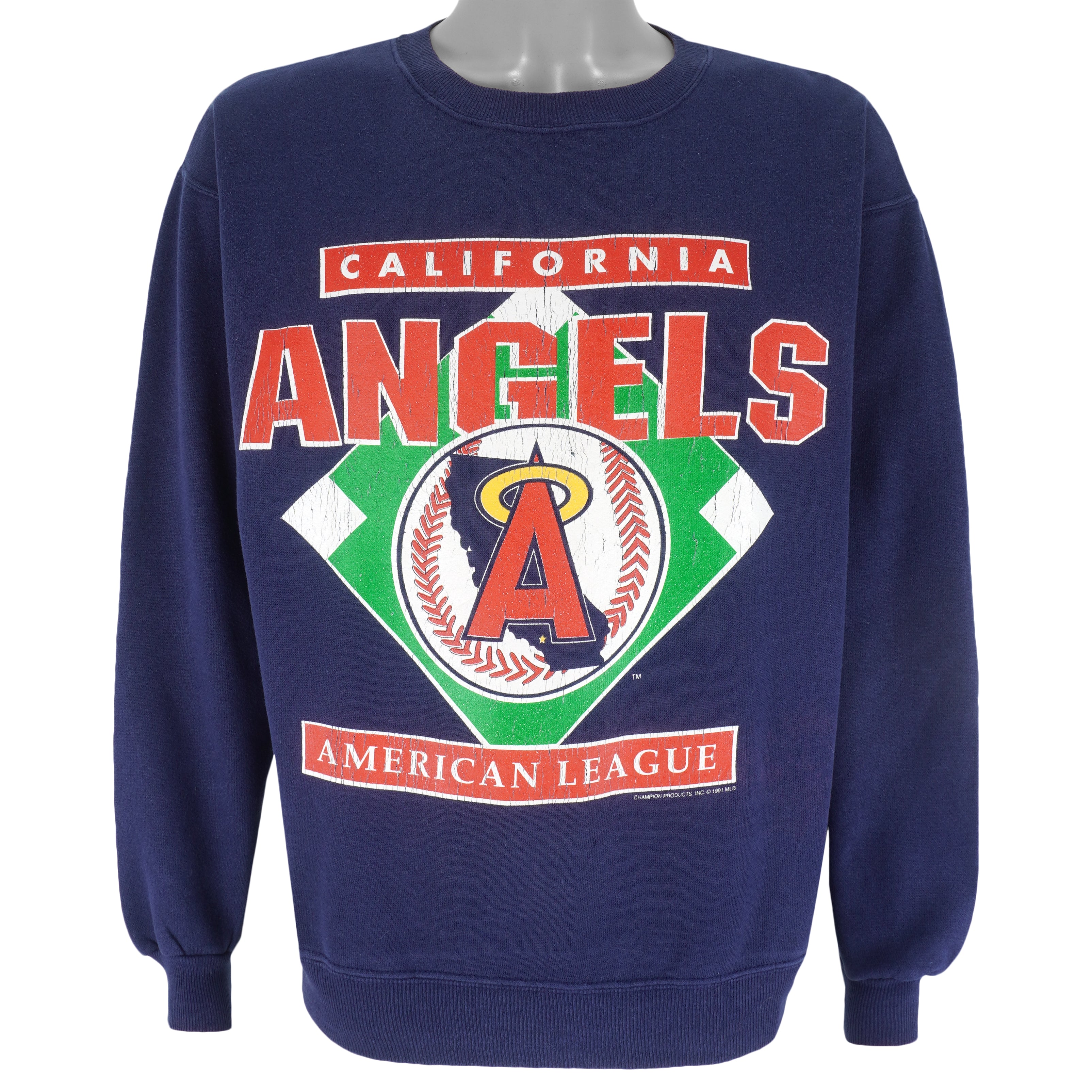 MLB (Hanes) - California Angels Crew Neck Sweatshirt 1991 Large Vintage Retro Baseball