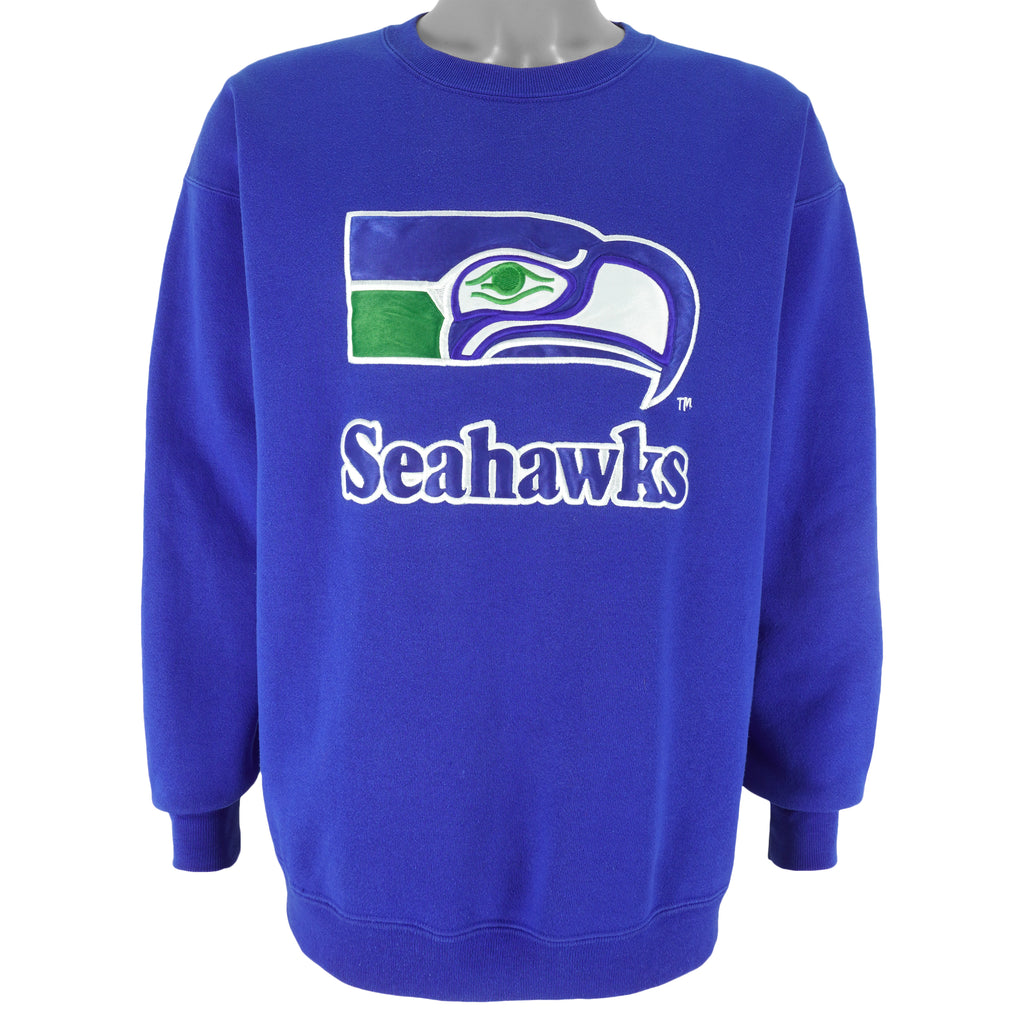 NFL (Nutmeg) - Seattle Seahawks Embroidered Crew Neck Sweatshirt 1990s X-Large Vintage Retro Football