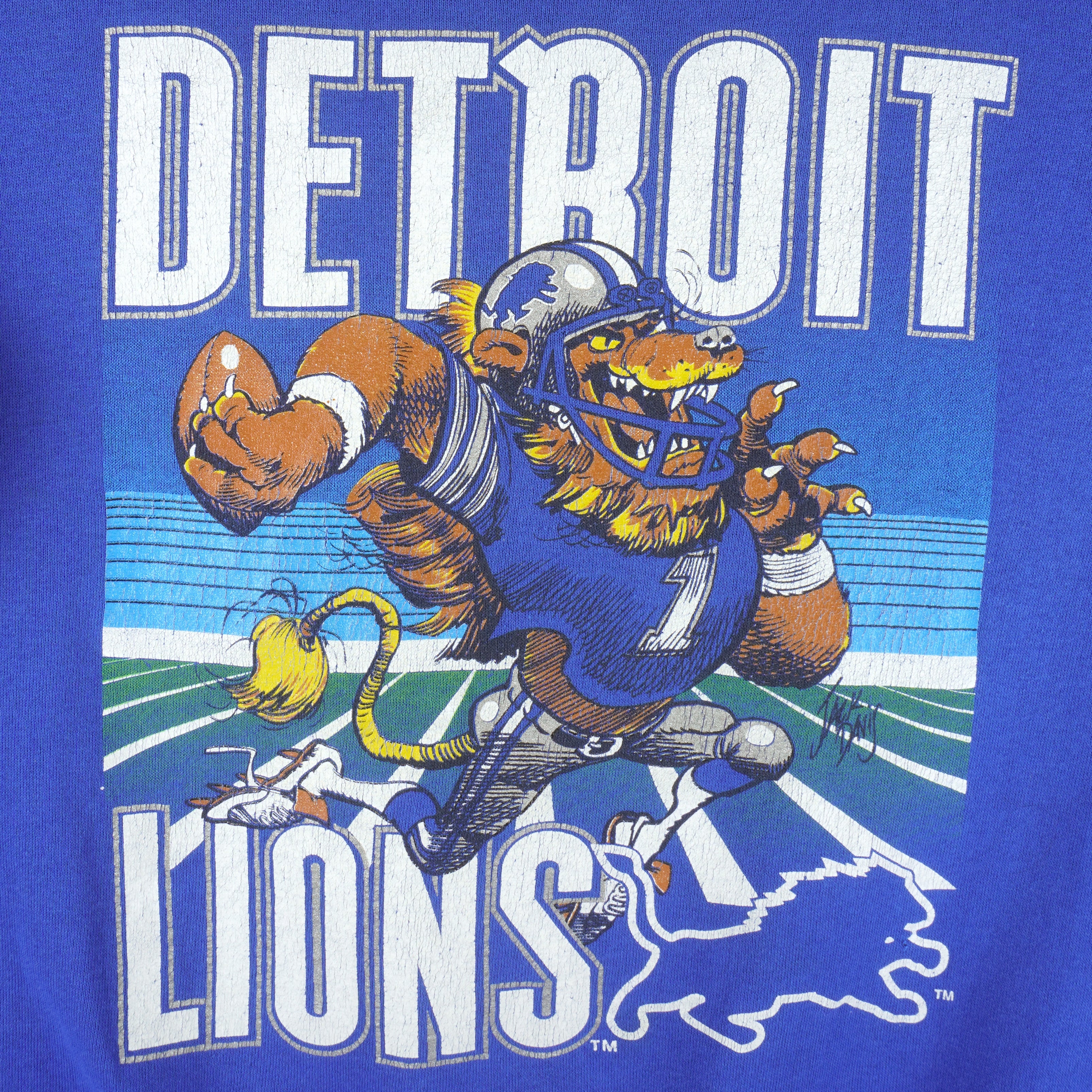 NFL (Nutmeg) - Detroit Lions Crew Neck Sweatshirt 1990s X-Large Vintage Retro Football