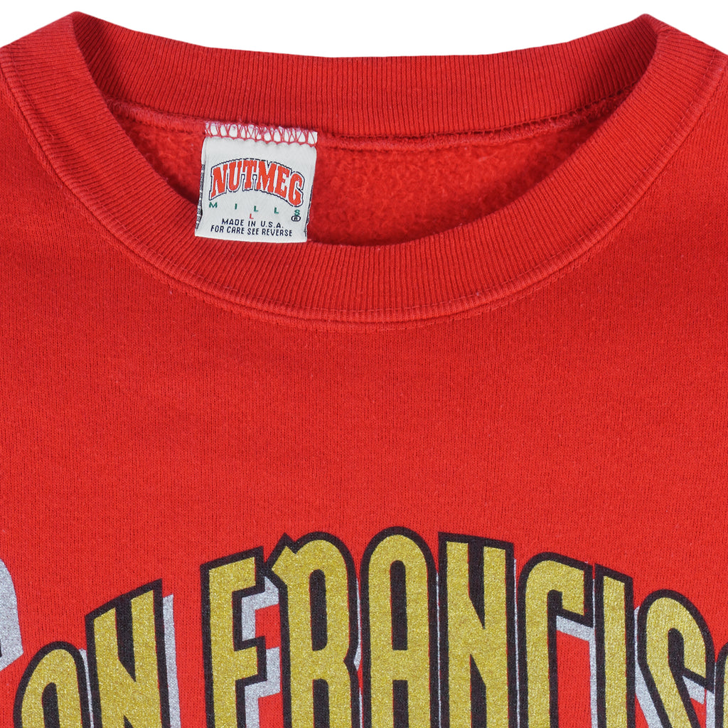 NFL (Nutmeg) - San Francisco 49ers Crew Neck Sweatshirt 1990s Large Vintage Retro Football