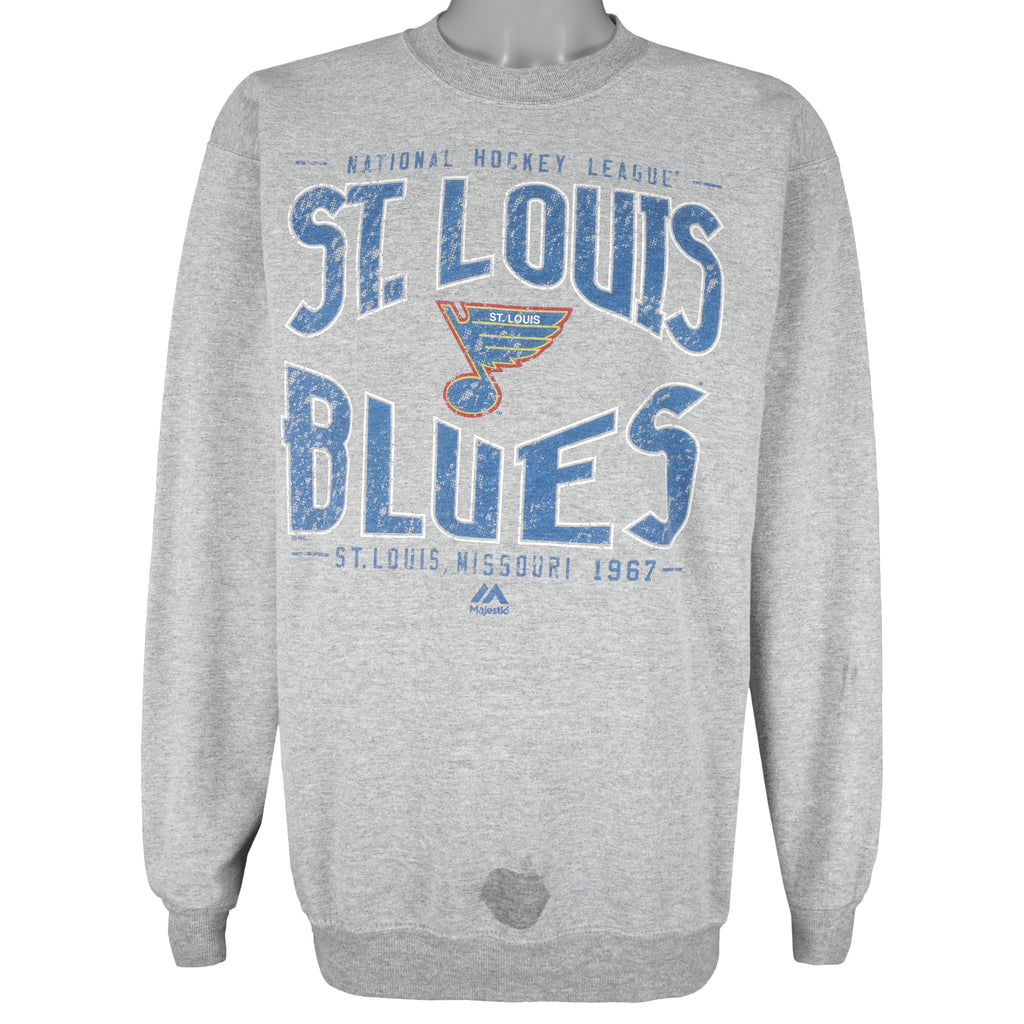 NHL (Majestic) - St. Louis Blues Crew Neck Sweatshirt 1990s Medium Vintage Retro Hockey