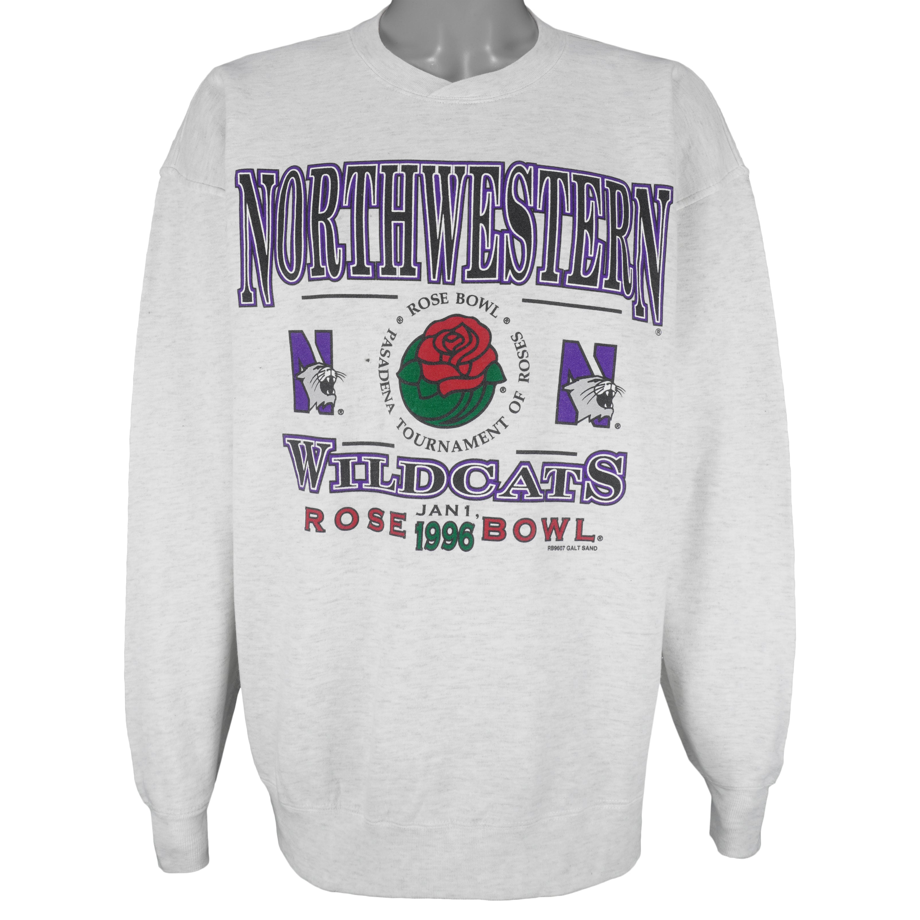 NCAA (Galt Sand) - Northwestern Wildcats Rose Bowl Crew Neck Sweatshirt 1996 X-Large Vintage Retro Football College