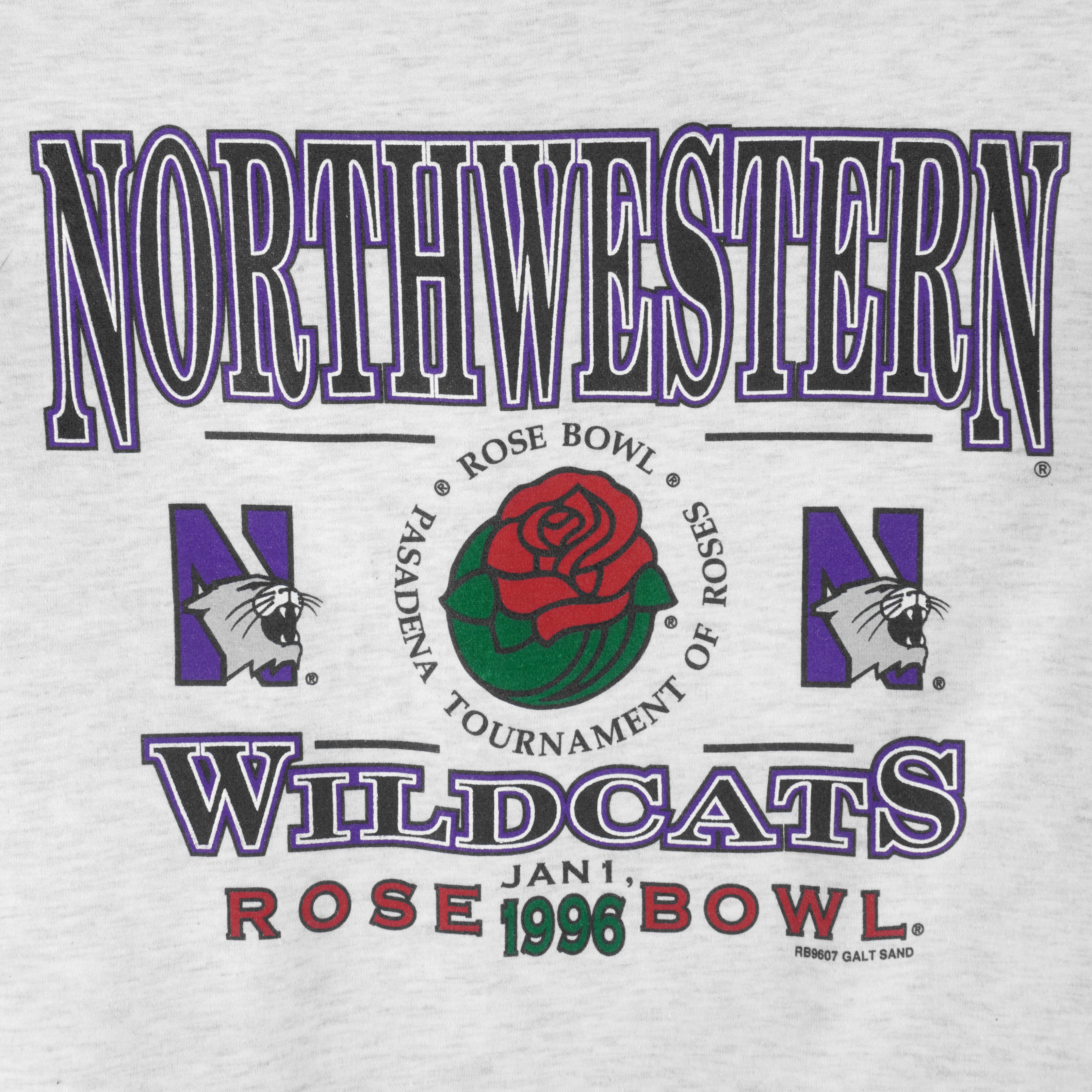 NCAA (Galt Sand) - Northwestern Wildcats Rose Bowl Crew Neck Sweatshirt 1996 X-Large Vintage Retro Football College