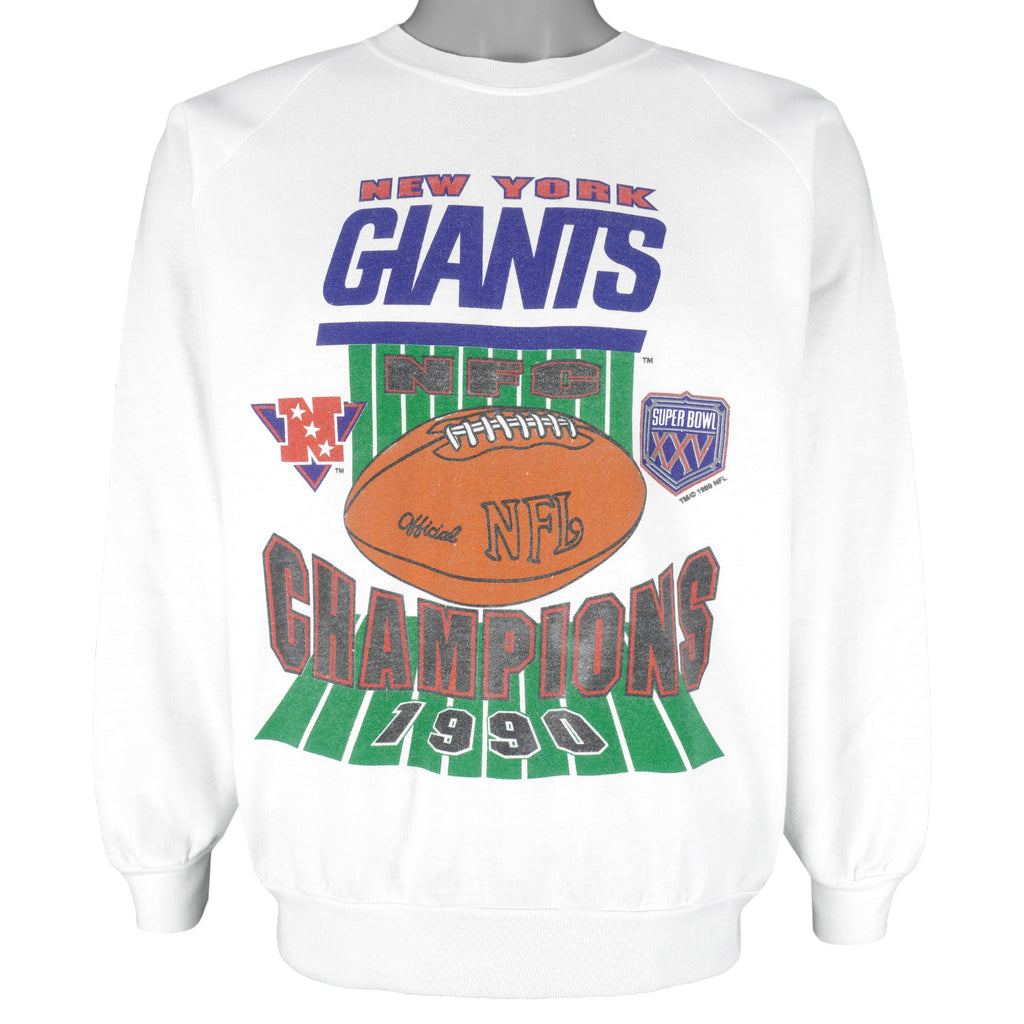 NFL (Garan Inc) - New York Giants NFC Champs Sweatshirt 1989 Large Vintage Retro Football