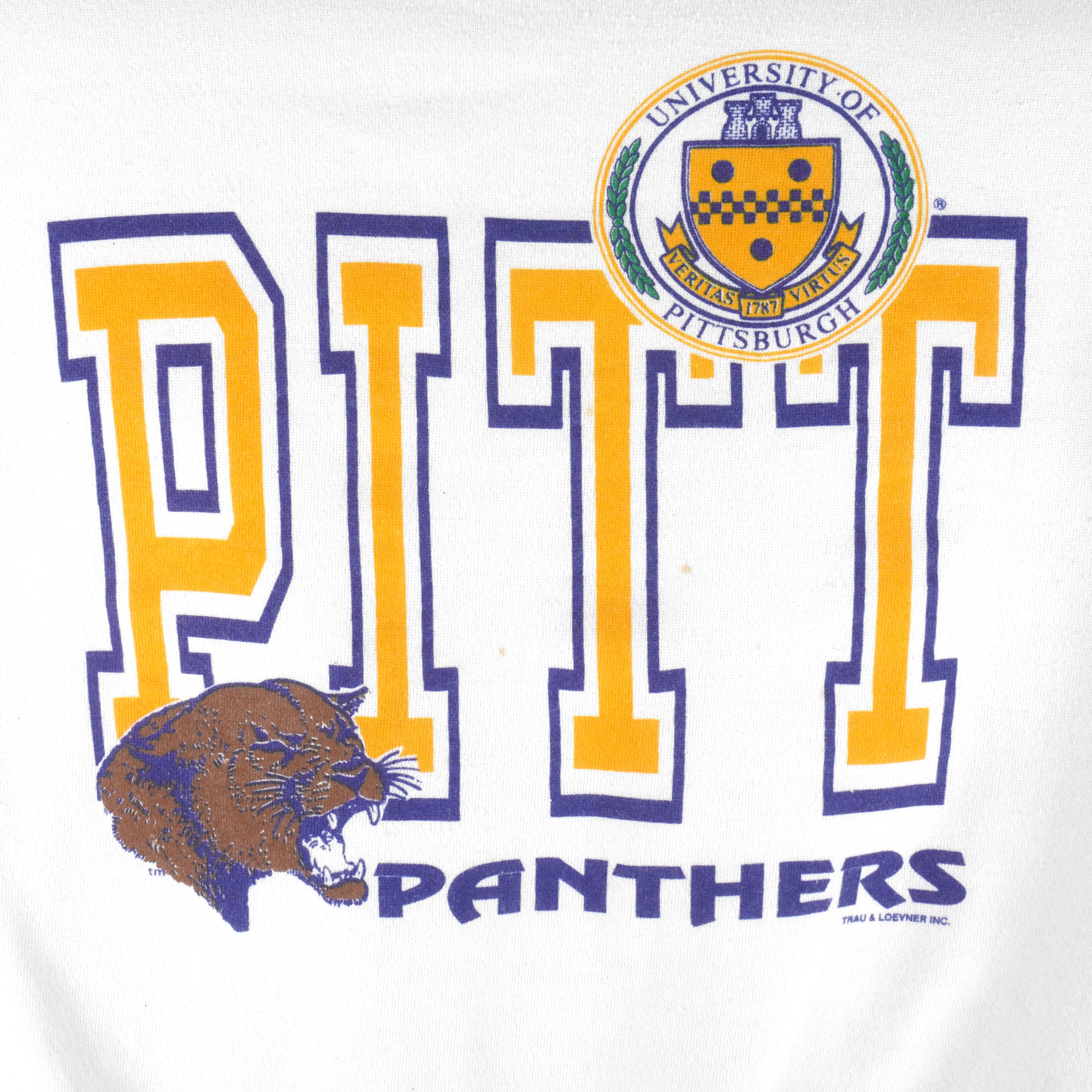 NCAA (Volunteer) - Pittsburgh Panthers Crew Neck Sweatshirt 1990s Large Vintage Retro Football College