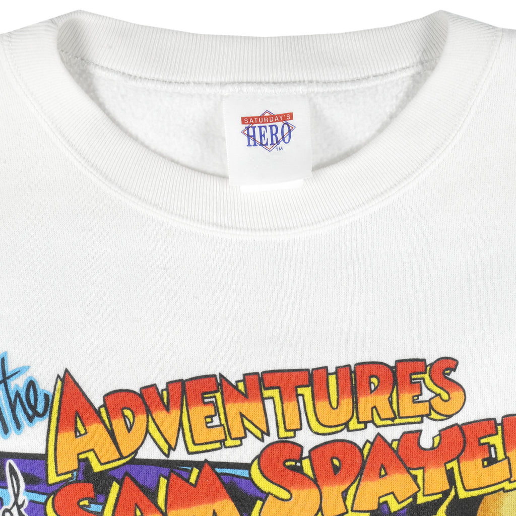 Vintage (Hero) - Garfield The Adventures of Sam Spayed Crew Neck Sweatshirt 1990s Large Vintage Retro