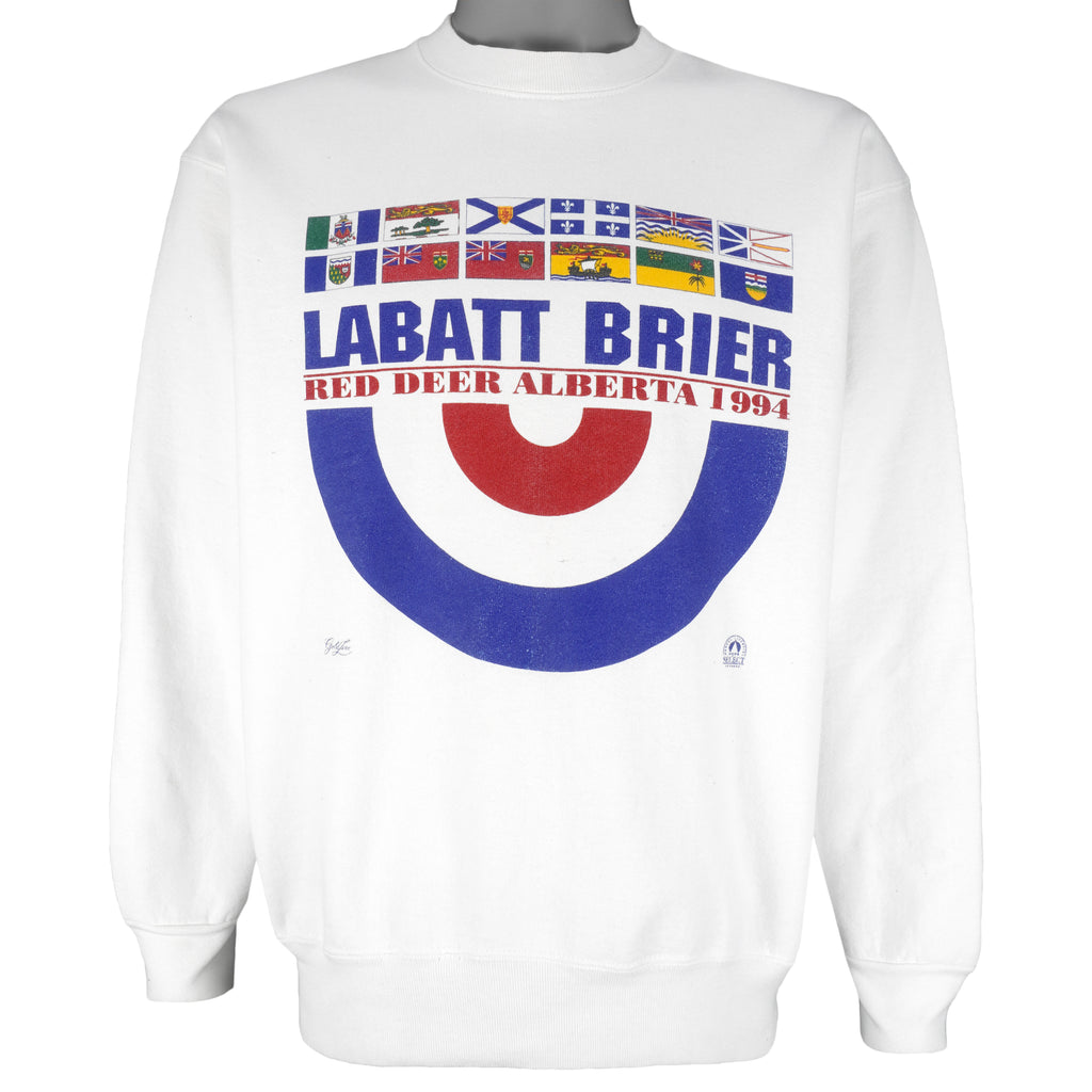 Vintage - Labatt Brier Red Deer Alberta Curling Crew Neck Sweatshirt 1994 Medium Vintage Retro