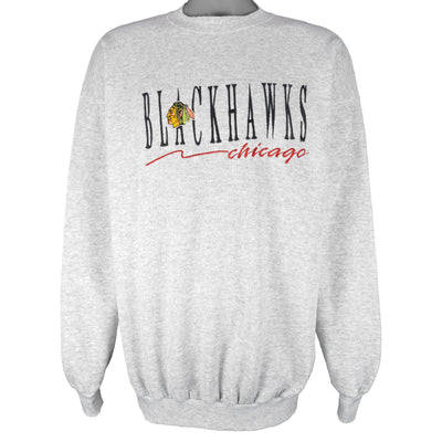 NHL (Logo 7) - Chicago Blackhawks Embroidered Sweatshirt 1990s X-Large