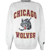 Starter - Chicago Wolves Embroidered Crew Neck Sweatshirt 1994 Large Vintage Retro Hockey