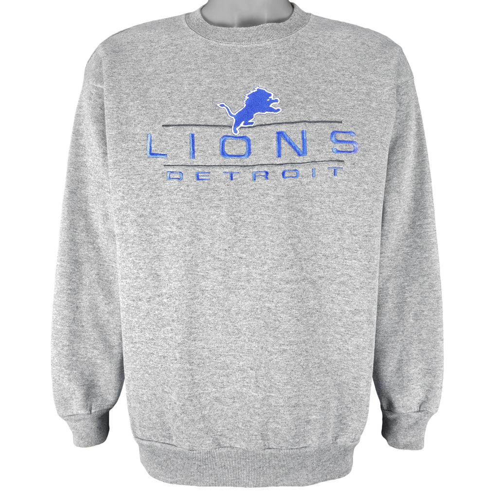 NFL (Logo Athletic) - Detroit Lions Classic Crew Neck Sweatshirt 1990s Large Vintage Retro Football