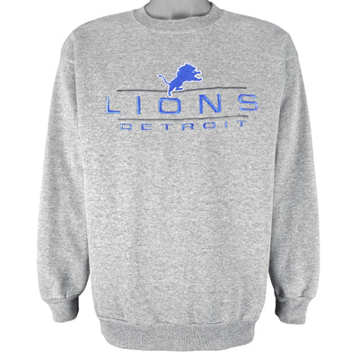 NFL (Logo Athletic) - Detroit Lions Embroidered Crew Neck Sweatshirt 1990s Large