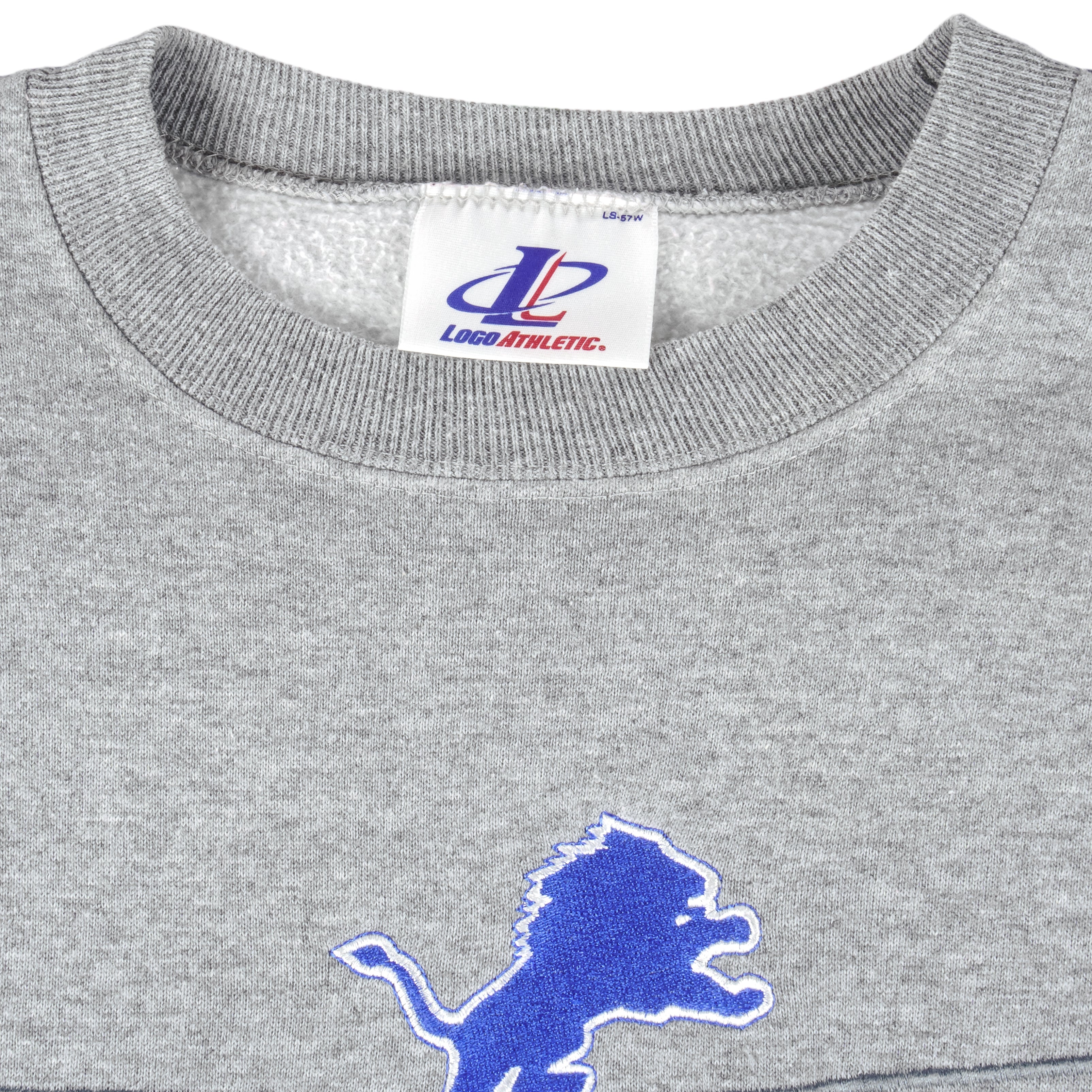 NFL (Logo Athletic) - Detroit Lions Classic Crew Neck Sweatshirt 1990s Large Vintage Retro Football