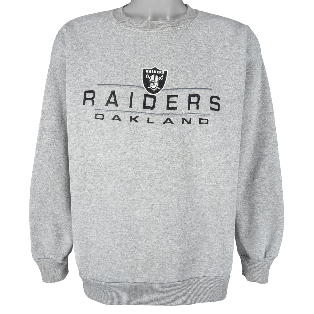 NFL (Logo Athletic) - Oakland Raiders Embroidered Crew Neck Sweatshirt 1990s Large Vintage Retro Football