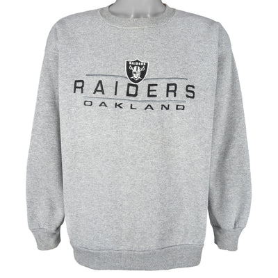 NFL (Logo Athletic) - Oakland Raiders Embroidered Crew Neck Sweatshirt 1990s Large