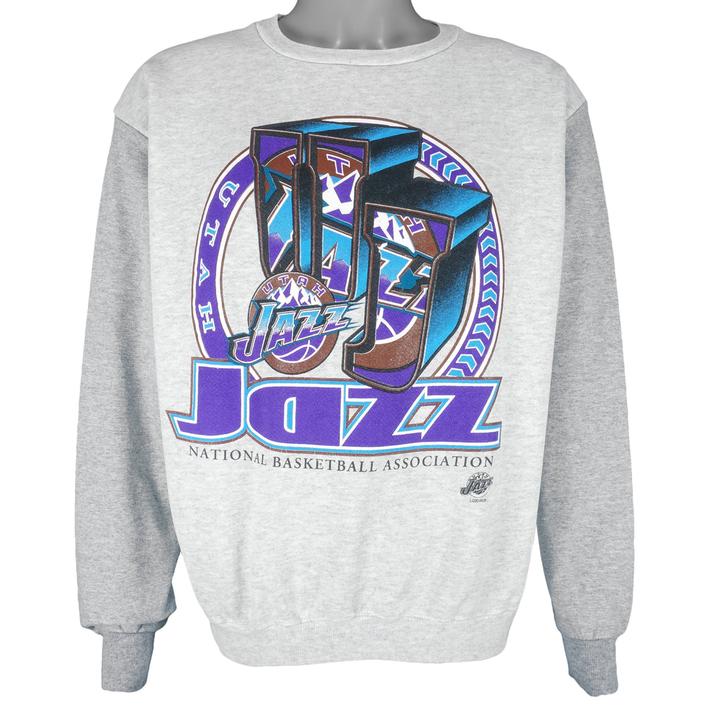 NBA (High Cotton) - Utah Jazz Big Logo Crew Neck Sweatshirt 1990s X-Large Vintage Retro Basketball