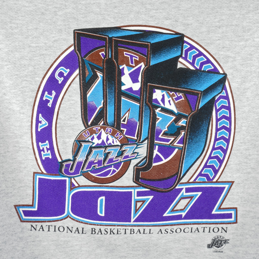 NBA (High Cotton) - Utah Jazz Big Logo Crew Neck Sweatshirt 1990s X-Large Vintage Retro Basketball