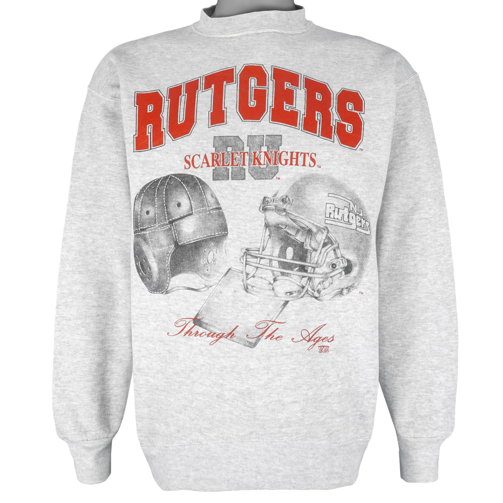 NCAA - Rutgers Scarlet Knights Helmet Crew Neck Sweatshirt 1990s Large Vintage Retro Basketball