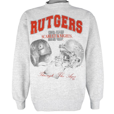 NCAA - NJ Rutgers Scarlet Knights Helmet Crew Neck Sweatshirt 1990s Medium