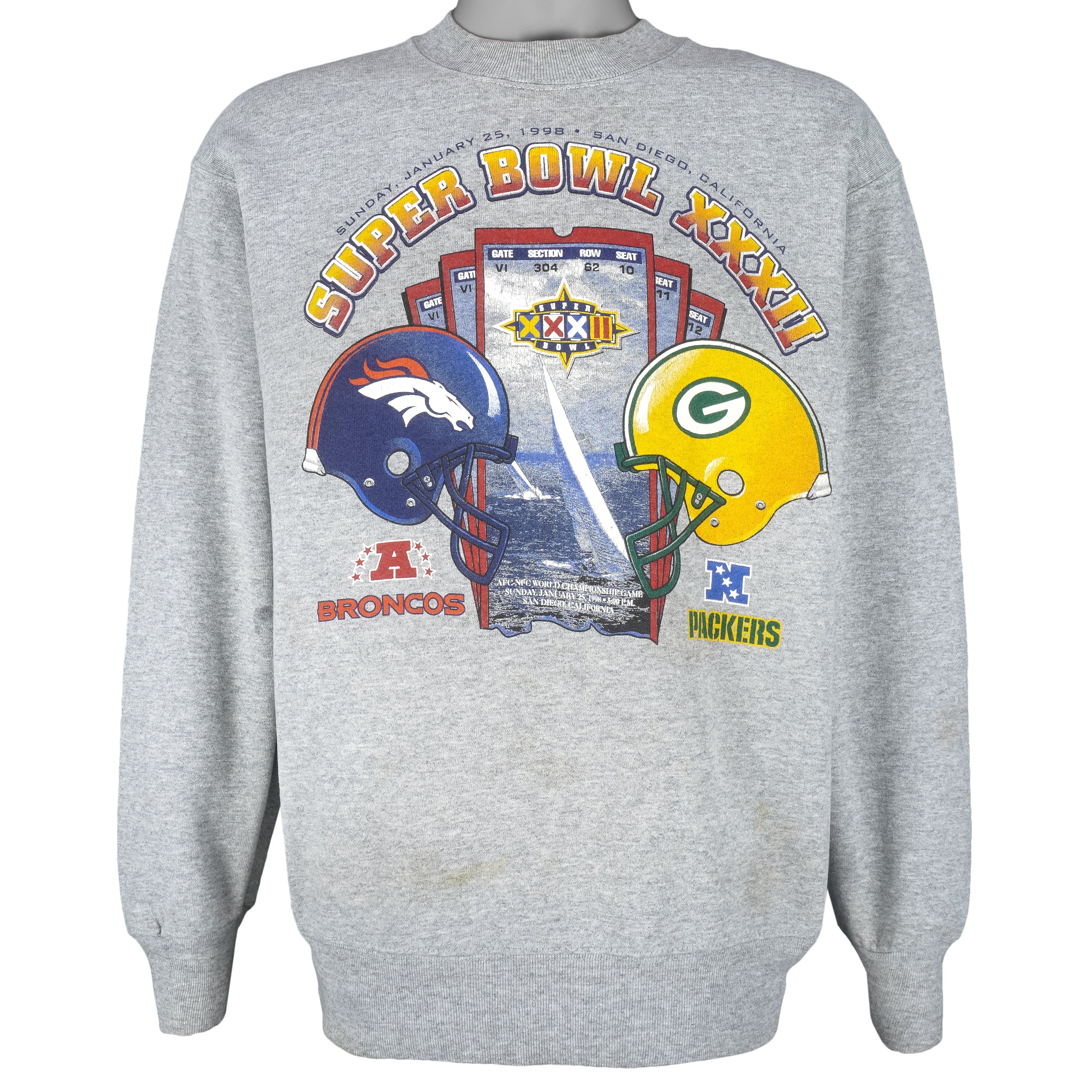 NFL (Pro Player) - Broncos VS Packer Super Bowl 32th Sweatshirt 1998 Medium Vintage Retro Football