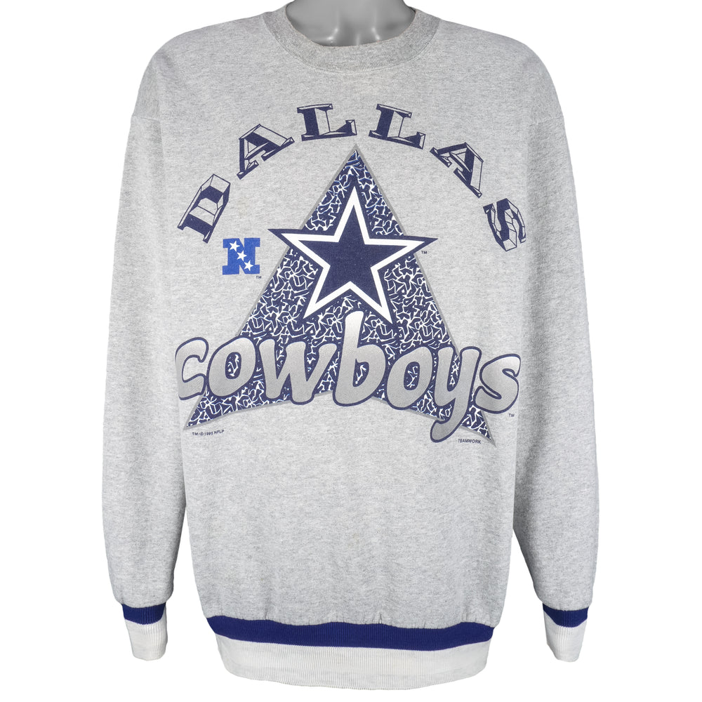 NFL (Team Work) - Dallas Cowboys Crew Neck Sweatshirt 1995 X-Large Vintage Retro Football